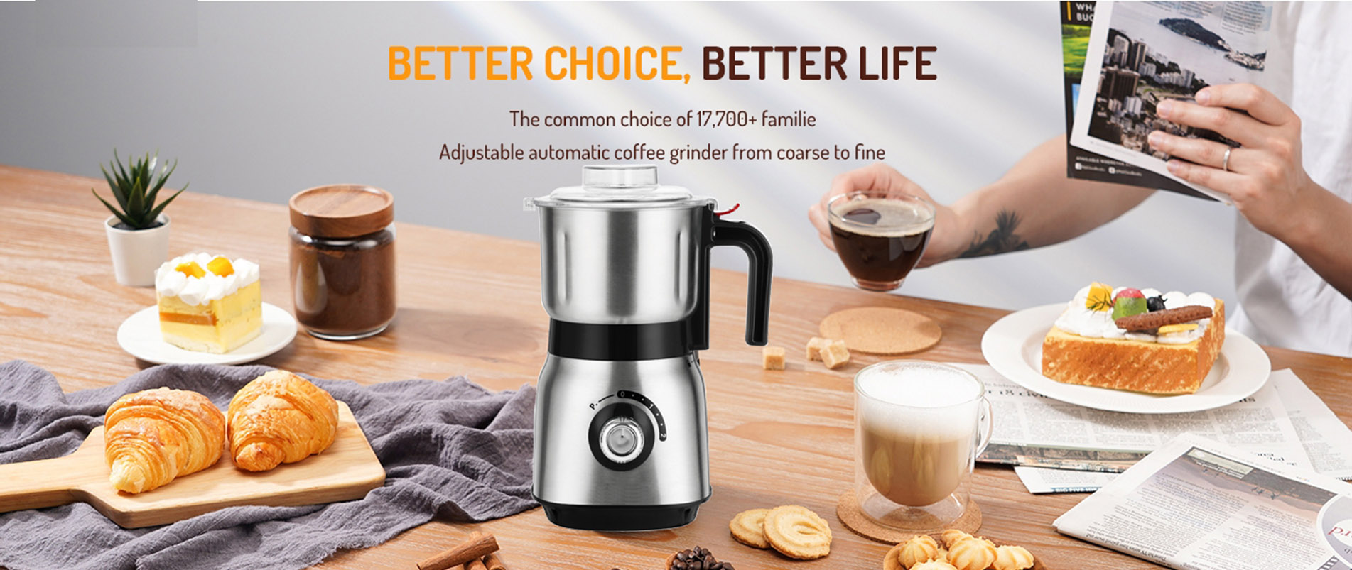 Adjustable automatic coffee grinder